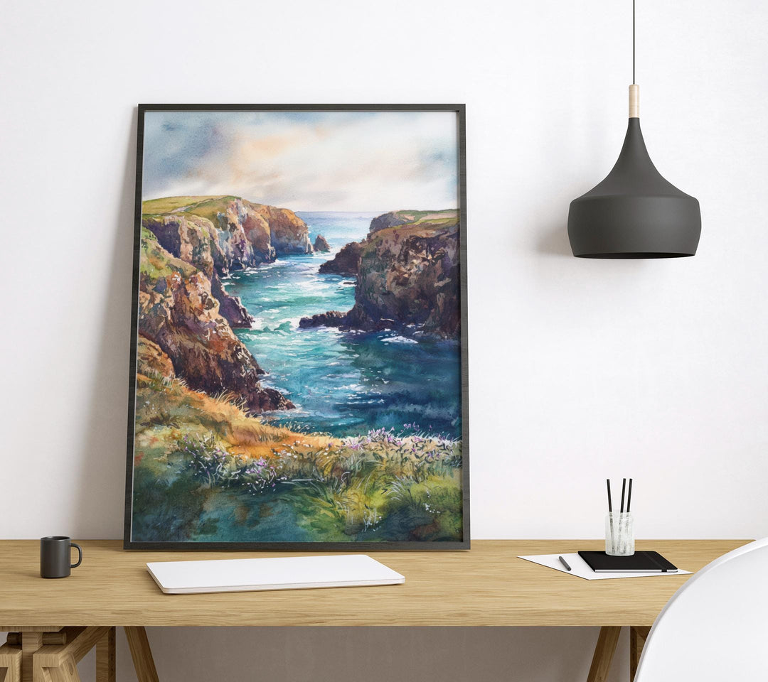 Pembrokeshire Watercolor Poster Pembrokeshire Travel Print Pembrokeshire Wall Art Coastal Painting Wales Souvenir Decor