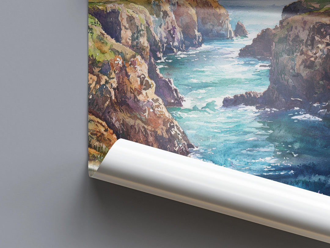 Pembrokeshire Watercolor Poster Pembrokeshire Travel Print Pembrokeshire Wall Art Coastal Painting Wales Souvenir Decor