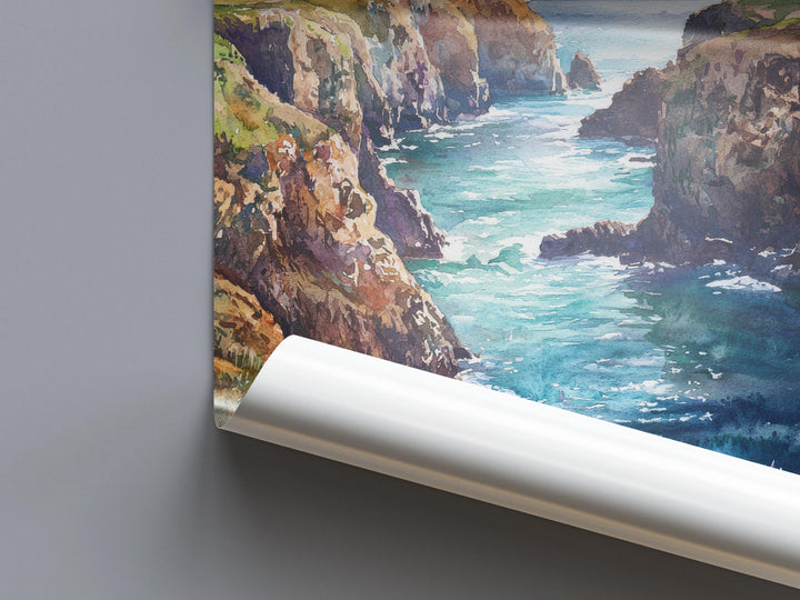 Pembrokeshire Watercolor Poster Pembrokeshire Travel Print Pembrokeshire Wall Art Coastal Painting Wales Souvenir Decor