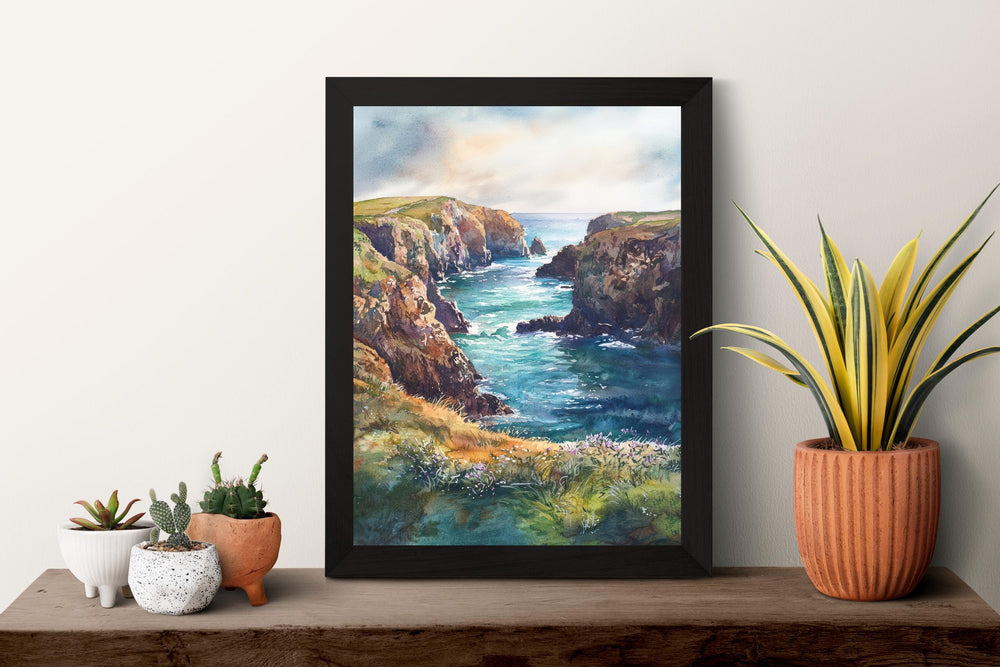 Pembrokeshire Watercolor Poster Pembrokeshire Travel Print Pembrokeshire Wall Art Coastal Painting Wales Souvenir Decor