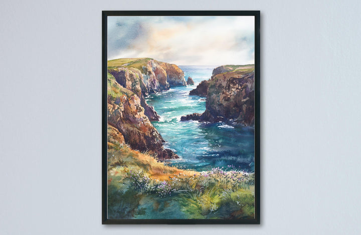 Pembrokeshire Watercolor Poster Pembrokeshire Travel Print Pembrokeshire Wall Art Coastal Painting Wales Souvenir Decor