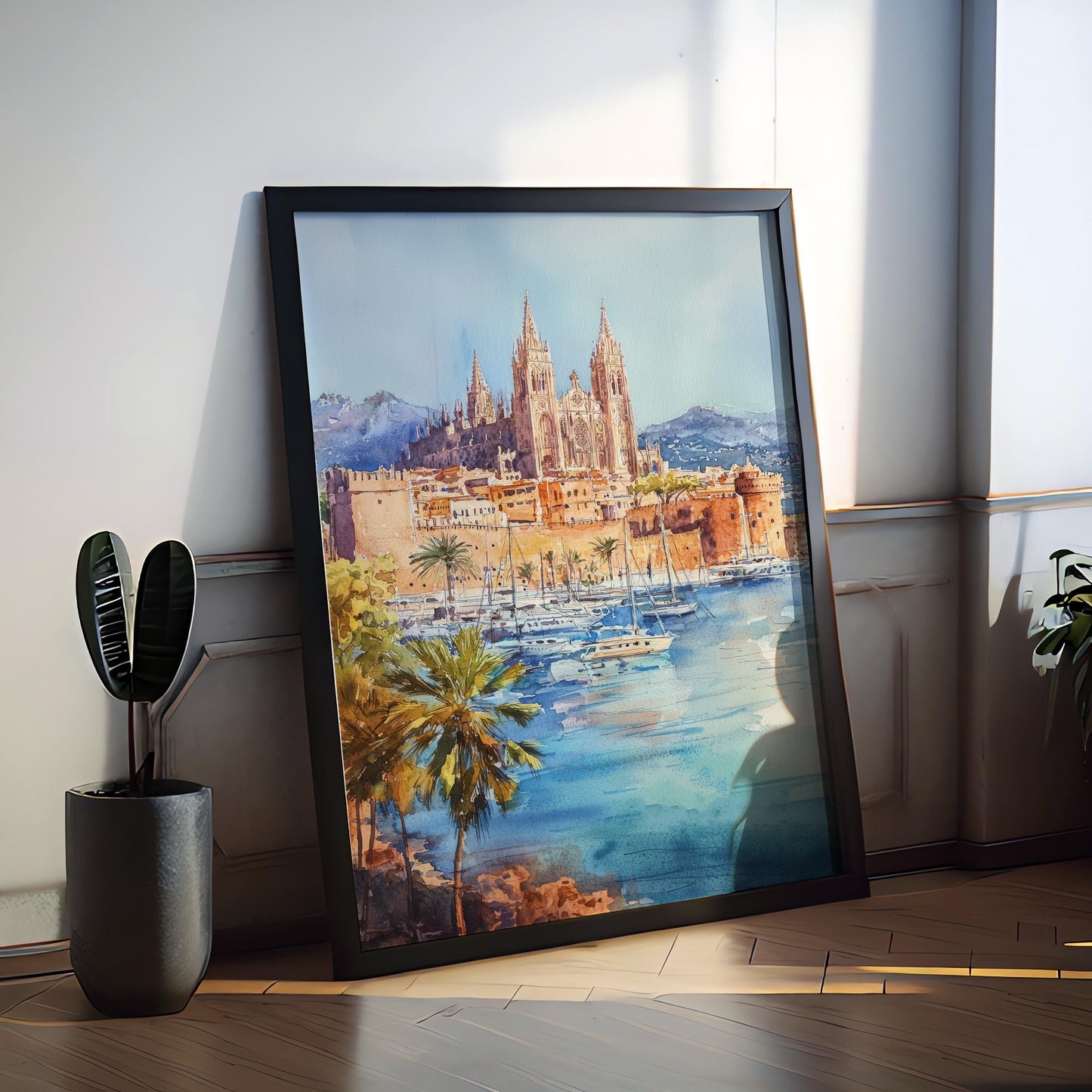 Palma de Mallorca Watercolor Poster Palma Travel Print Palma Wall Art Palma City Painting Mallorca Souvenir Spain Decor