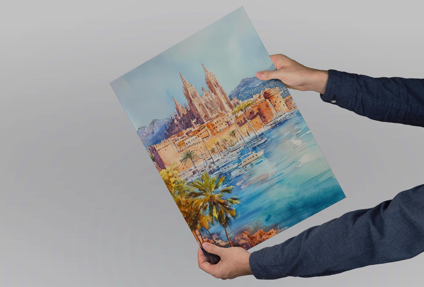 Palma de Mallorca Watercolor Poster Palma Travel Print Palma Wall Art Palma City Painting Mallorca Souvenir Spain Decor