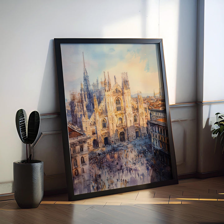 Milan Watercolor Poster Milan Travel Print Milan Wall Art Milan Cityscape Painting Milan Souvenir Italy Decor
