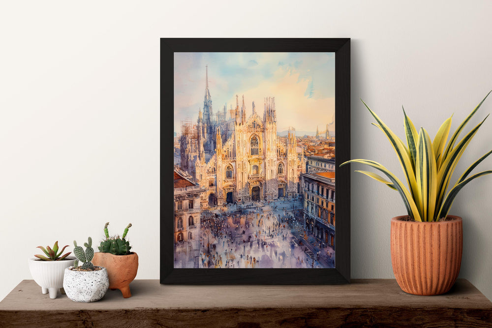 Milan Watercolor Poster Milan Travel Print Milan Wall Art Milan Cityscape Painting Milan Souvenir Italy Decor