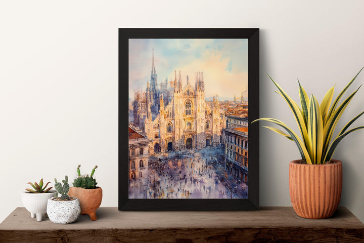 Milan Watercolor Poster Milan Travel Print Milan Wall Art Milan Cityscape Painting Milan Souvenir Italy Decor