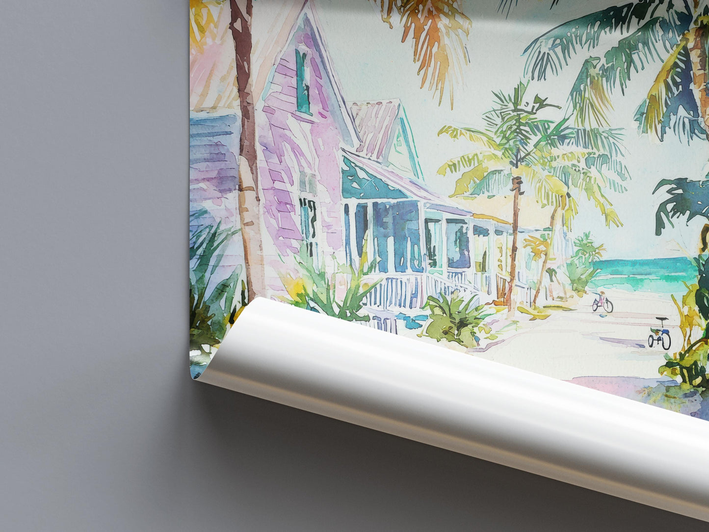 Key West Watercolor Poster Key West Travel Print Key West Wall Art Key West Painting Florida Souvenir Coastal Decor