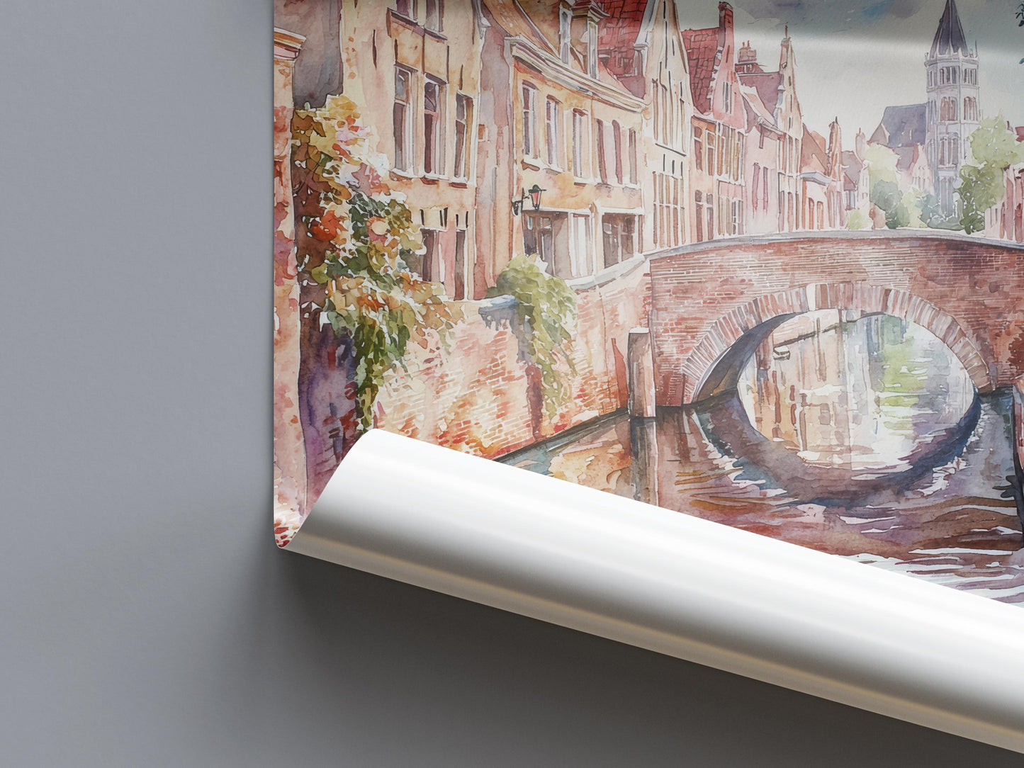 Bruges Watercolor Poster Bruges Travel Print Bruges Wall Art Bruges Cityscape Painting Bruges Souvenir Belgium Decor