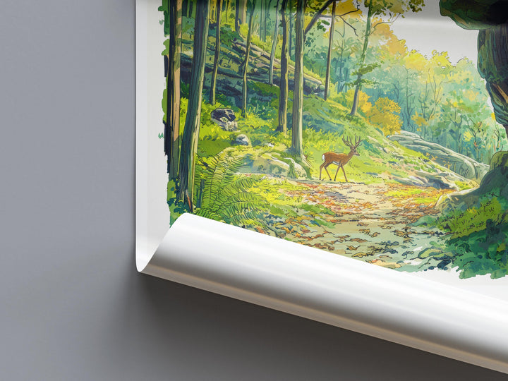 Mammoth Cave Watercolor Poster Mammoth Cave Travel Print Kentucky Wall Art National Park Decor Cave Landscape Subterranean Scene Print