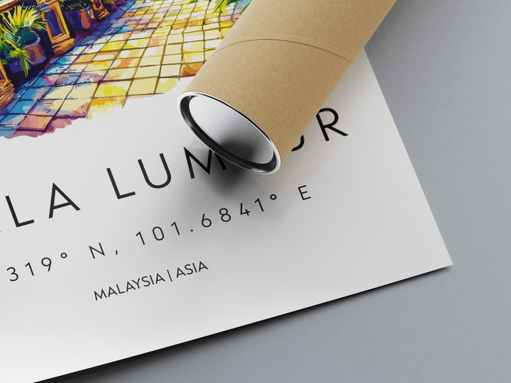 Kuala Lumpur Watercolor Poster Kuala Lumpur Travel Print KL Wall Art KL Cityscape Painting Kuala Lumpur Souvenir Malaysia Decor
