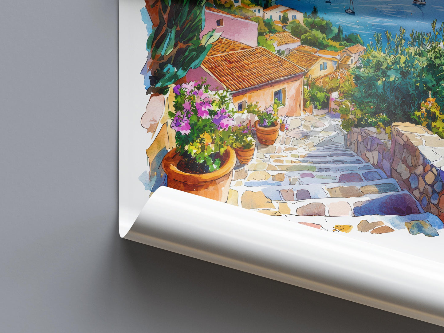 Kefalonia Watercolor Poster Kefalonia Travel Print Kefalonia Wall Art Kefalonia Painting Greece Island Souvenir Decor