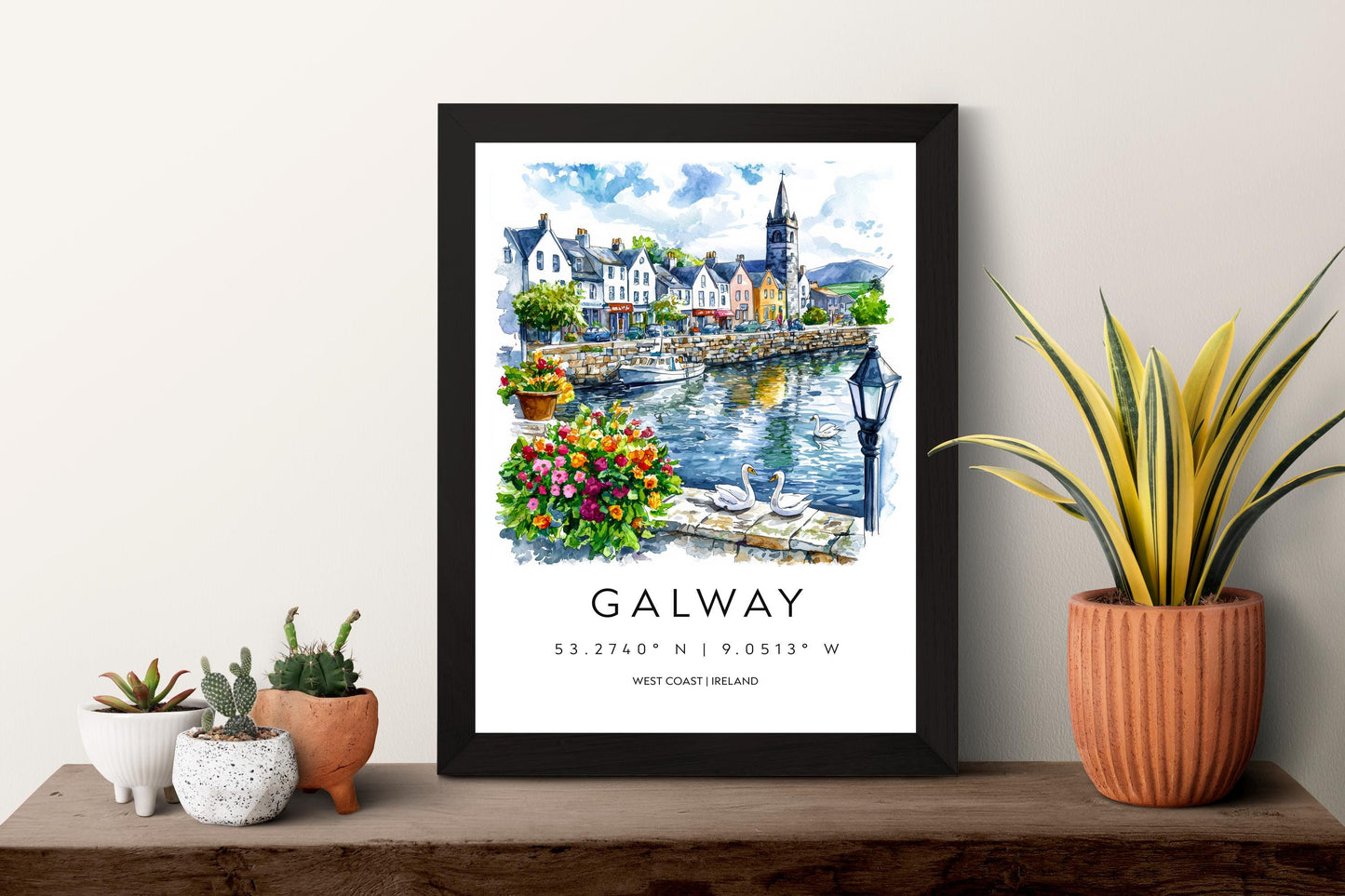 Galway Watercolor Poster Galway Travel Print Galway Wall Art Galway Cityscape Painting Galway Souvenir Ireland Decor