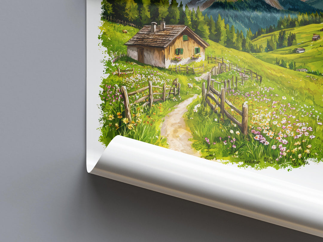 Dolomites Watercolor Poster Dolomites Travel Print Dolomites Wall Art Mountain Landscape Painting Italy Souvenir Decor