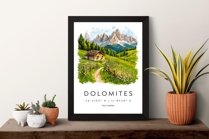 Dolomites Watercolor Poster Dolomites Travel Print Dolomites Wall Art Mountain Landscape Painting Italy Souvenir Decor