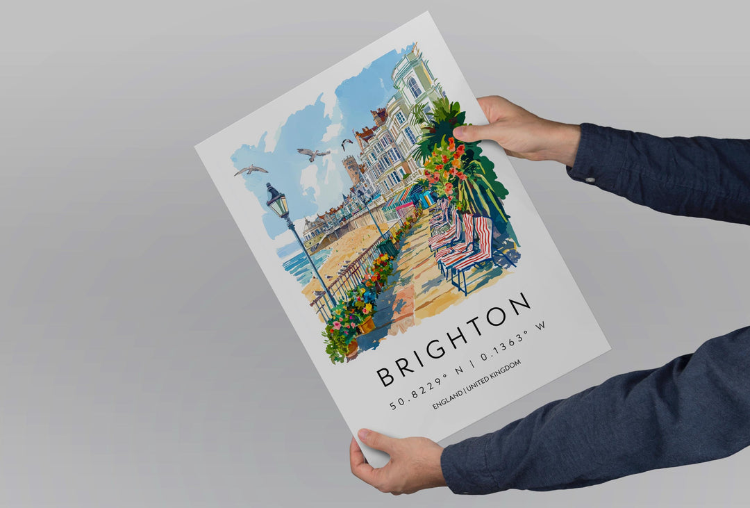 Brighton Watercolor Poster Brighton Travel Print Brighton Wall Art Brighton Seaside Painting Brighton Souvenir UK Decor