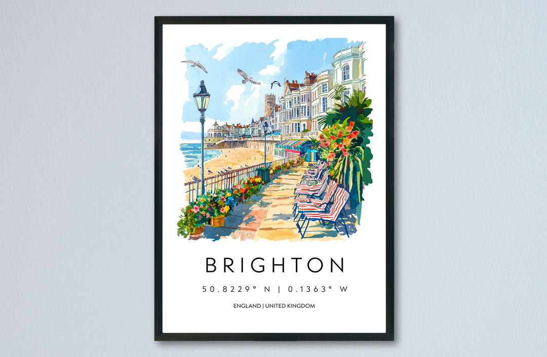 Brighton Watercolor Poster Brighton Travel Print Brighton Wall Art Brighton Seaside Painting Brighton Souvenir UK Decor