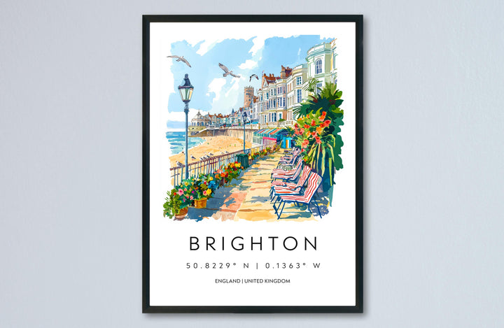 Brighton Watercolor Poster Brighton Travel Print Brighton Wall Art Brighton Seaside Painting Brighton Souvenir UK Decor