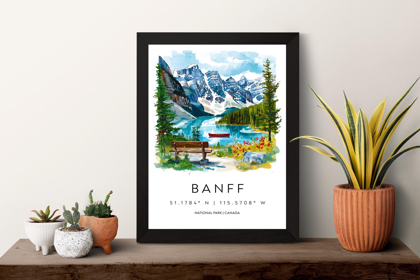 Banff Watercolor Poster Banff Travel Print Banff Wall Art Banff Landscape Painting Canada Souvenir Mountain Nature Decor