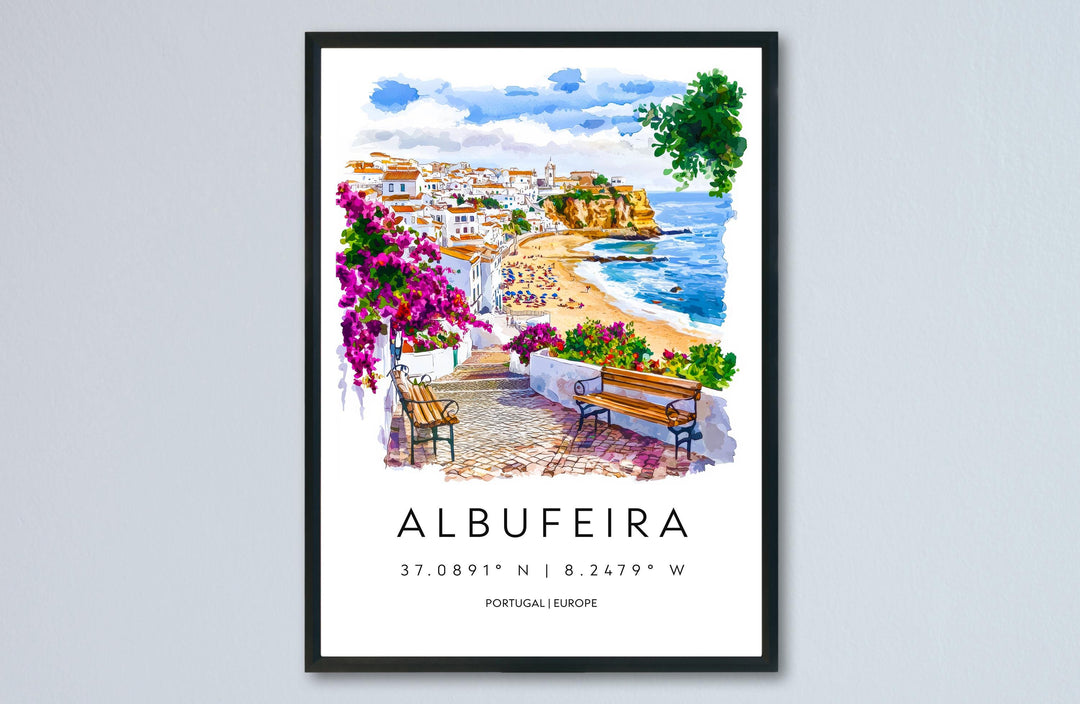 Albufeira Watercolor Poster Albufeira Travel Print Albufeira Wall Art Algarve Painting Albufeira Souvenir Portugal Decor