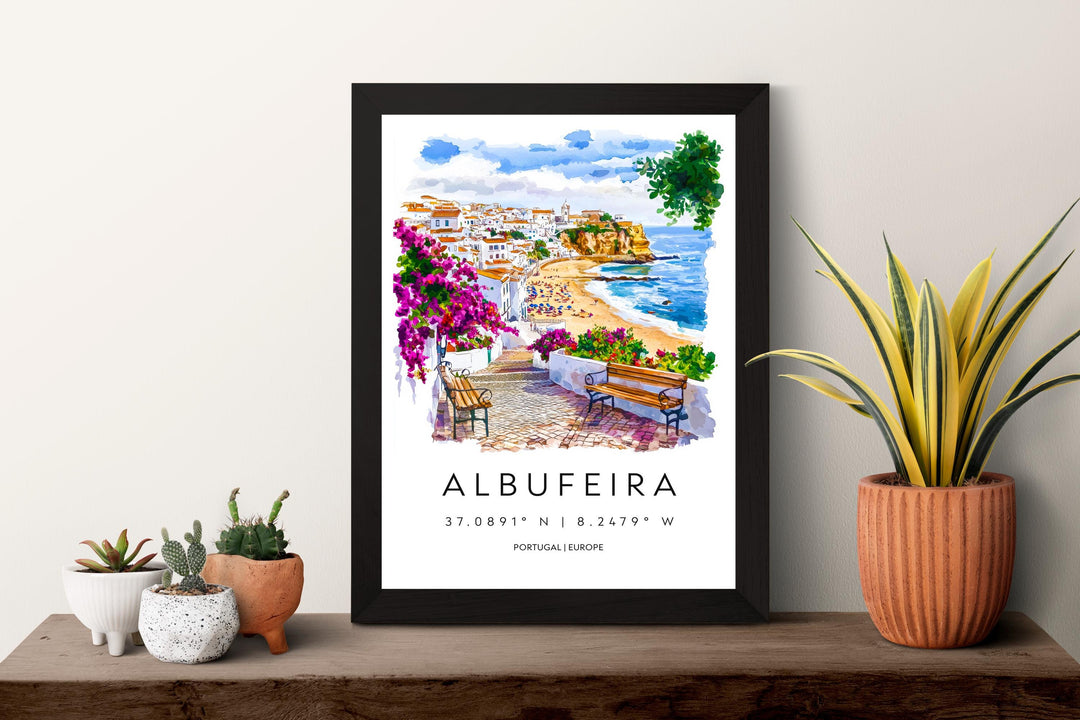 Albufeira Watercolor Poster Albufeira Travel Print Albufeira Wall Art Algarve Painting Albufeira Souvenir Portugal Decor