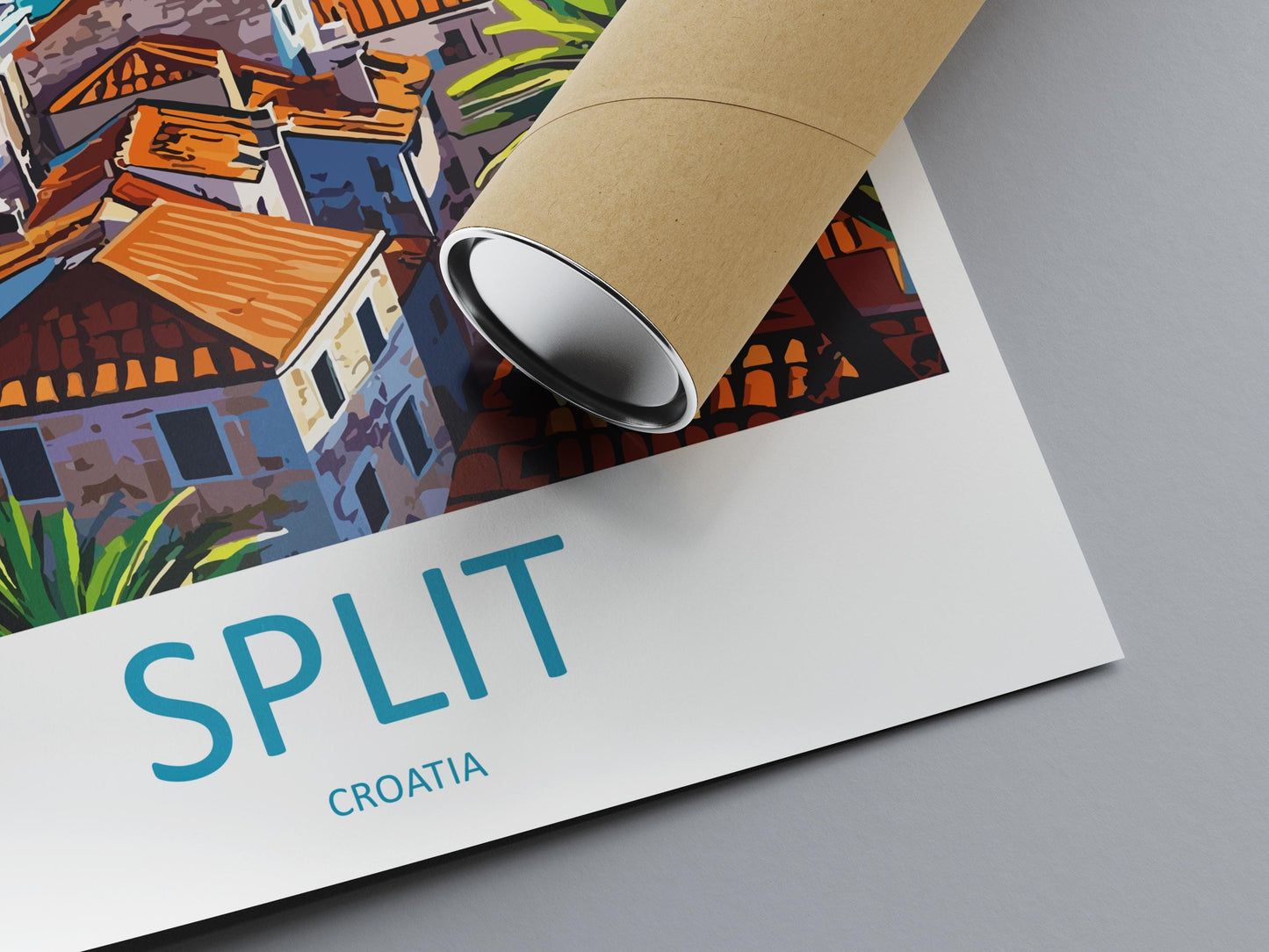 Split Travel Poster Croatia Wall Art Coastal City Print Adriatic View Illustration Old Town Decor Diocletian Palace Gift Souvenir