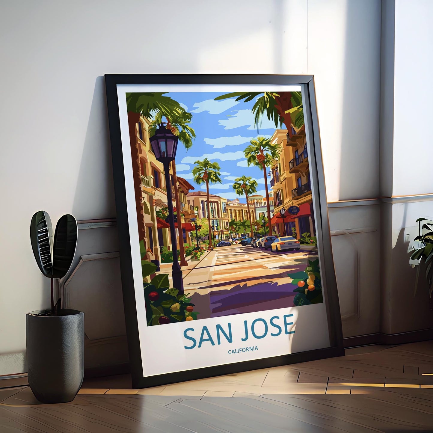 San Jose Travel Poster California Wall Art Cityscape Print Silicon Valley View Illustration Bay Area Decor San Jose Gift Souvenir