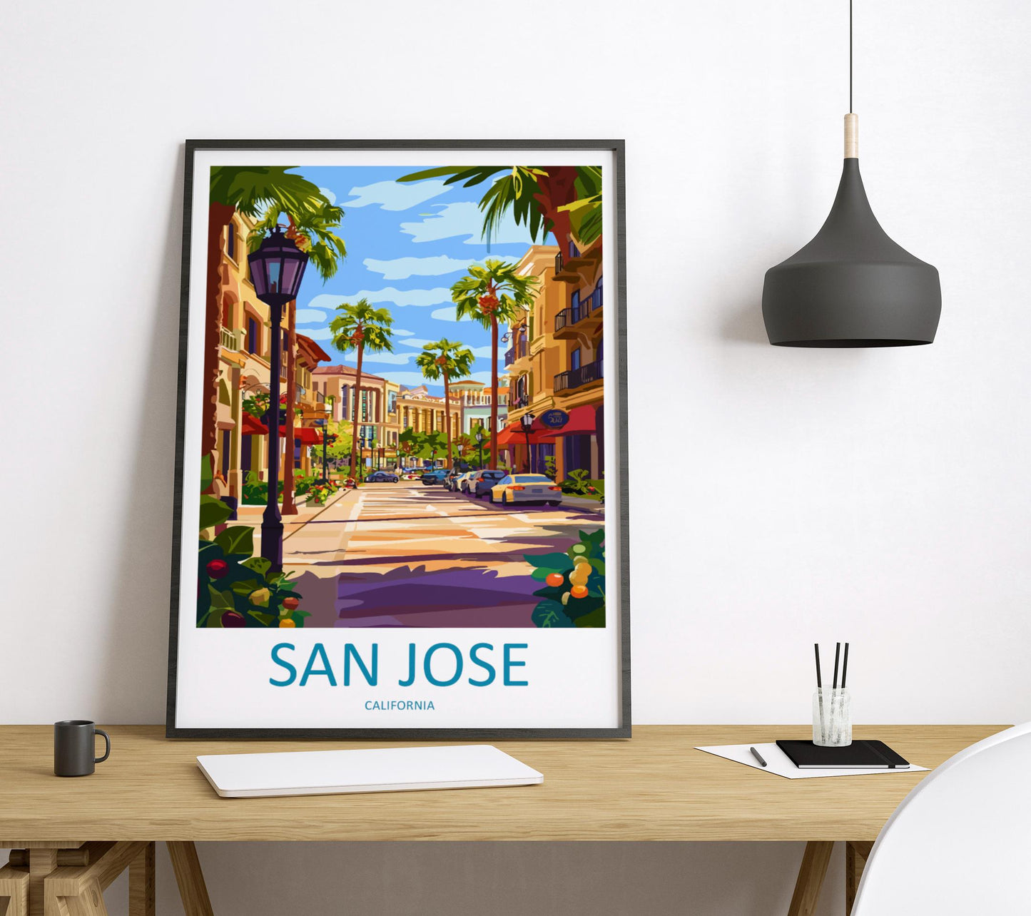 San Jose Travel Poster California Wall Art Cityscape Print Silicon Valley View Illustration Bay Area Decor San Jose Gift Souvenir
