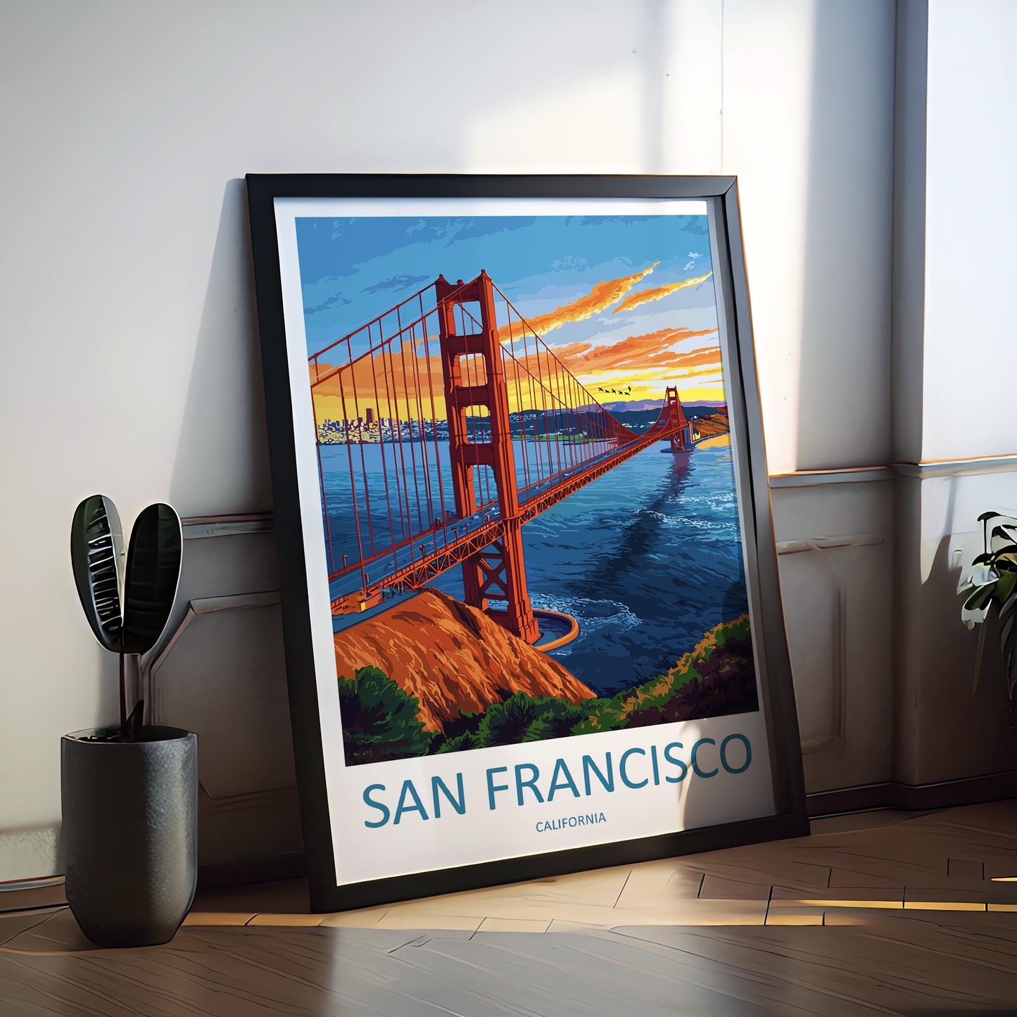 San Francisco Travel Poster California Wall Art Golden Gate Print City View Illustration Bay Area Decor San Francisco Gift Souvenir
