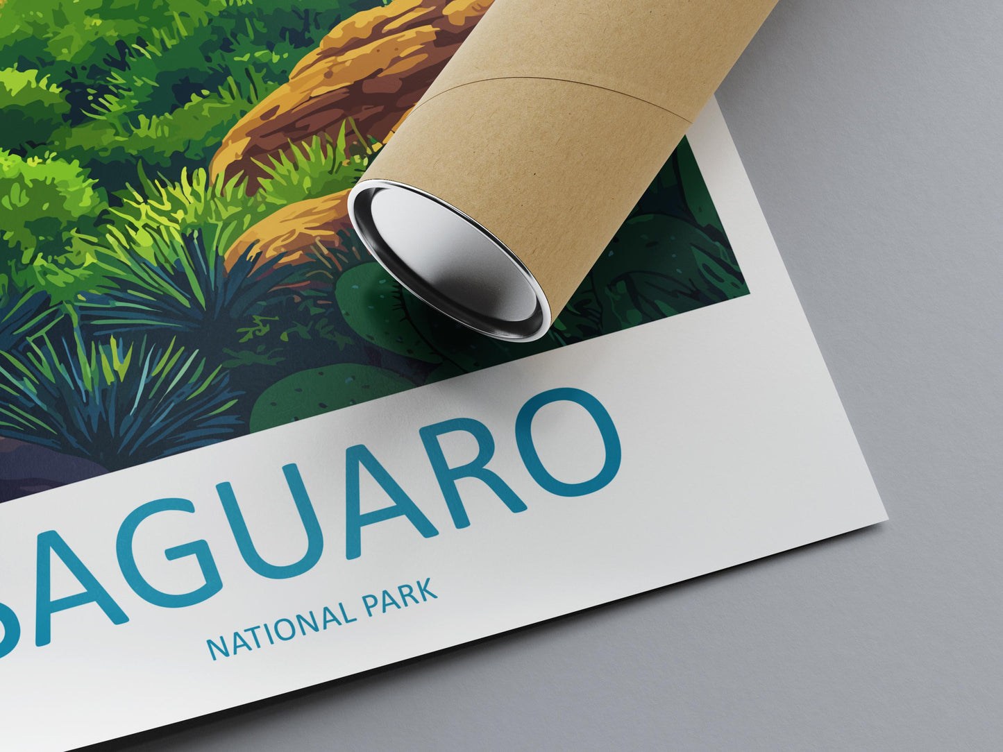 Saguaro National Park Travel Poster Arizona Wall Art Desert Landscape Print Cactus View Illustration Saguaro Gift Souvenir Scene