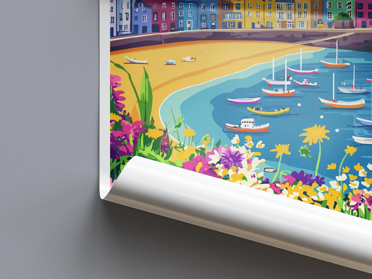 Pembrokeshire Travel Poster Wales Wall Art Coastal Town Print Seaside Path Illustration Harbour View Decor Pembrokeshire Gift Souvenir