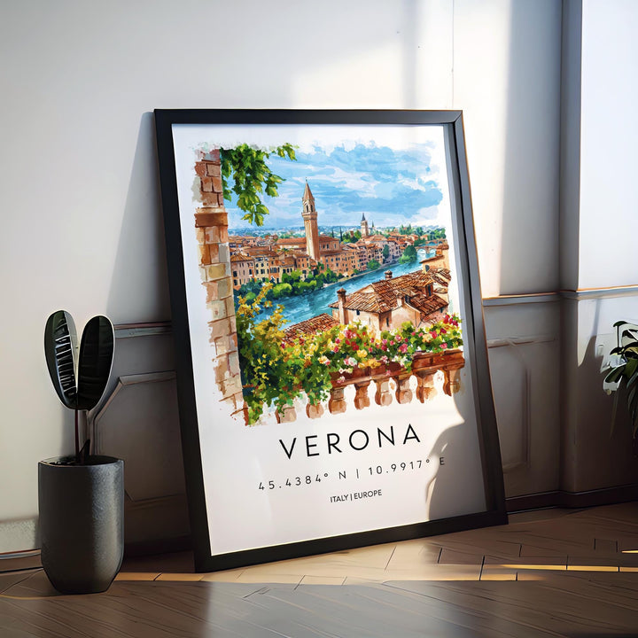 Verona Watercolor Poster Verona Travel Print Verona Wall Art Verona Cityscape Painting Verona Souvenir Italy Decor