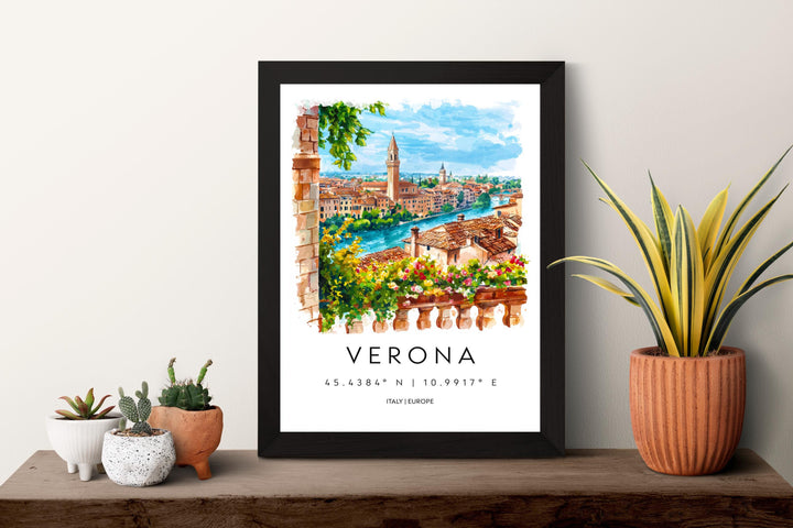 Verona Watercolor Poster Verona Travel Print Verona Wall Art Verona Cityscape Painting Verona Souvenir Italy Decor