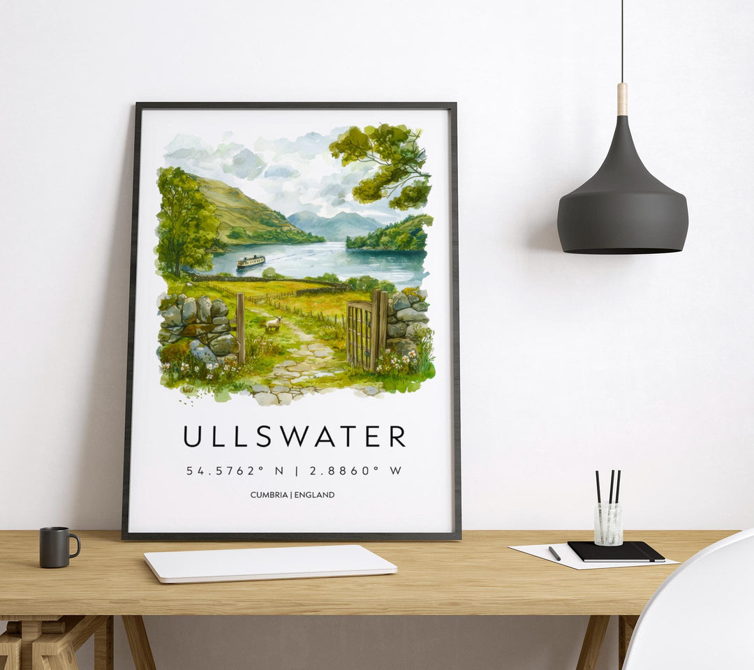 Ullswater Watercolor Poster Ullswater Travel Print Ullswater Wall Art Lake District Painting Ullswater Souvenir UK Decor