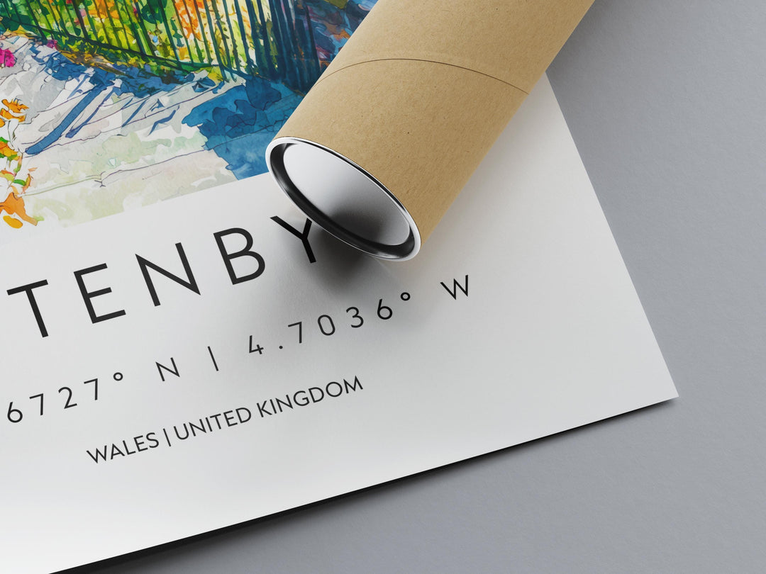 Tenby Watercolor Poster Tenby Travel Print Tenby Wall Art Tenby Seaside Painting Tenby Souvenir Wales Coastal Decor