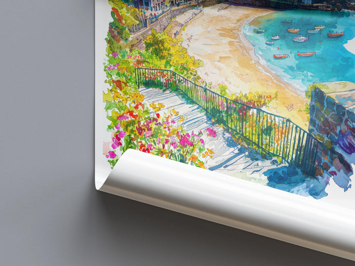 Tenby Watercolor Poster Tenby Travel Print Tenby Wall Art Tenby Seaside Painting Tenby Souvenir Wales Coastal Decor