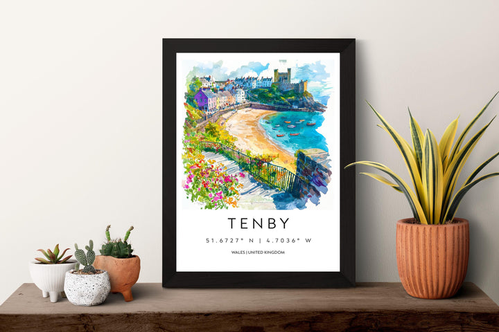 Tenby Watercolor Poster Tenby Travel Print Tenby Wall Art Tenby Seaside Painting Tenby Souvenir Wales Coastal Decor