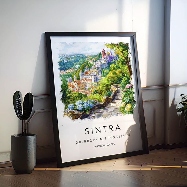 Sintra Watercolor Poster Sintra Travel Print Sintra Wall Art Sintra Castle Painting Portugal Souvenir Landscape Decor