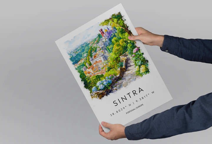 Sintra Watercolor Poster Sintra Travel Print Sintra Wall Art Sintra Castle Painting Portugal Souvenir Landscape Decor