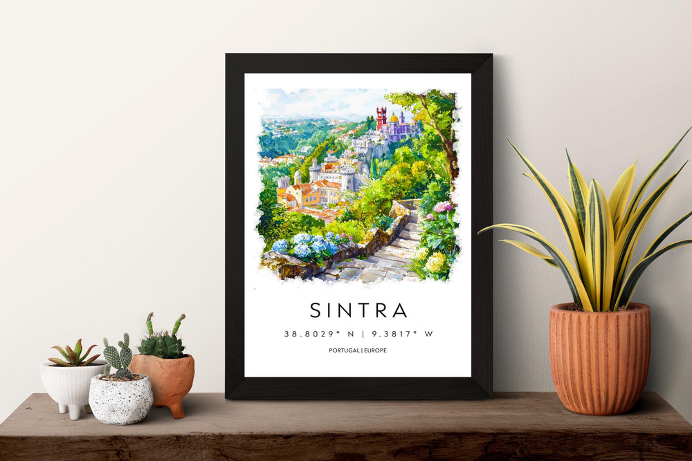 Sintra Watercolor Poster Sintra Travel Print Sintra Wall Art Sintra Castle Painting Portugal Souvenir Landscape Decor