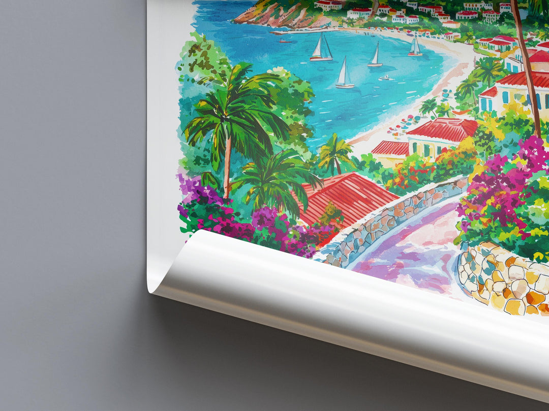 Saint Maarten Watercolor Poster Saint Maarten Travel Print Island Wall Art Caribbean Painting Saint Maarten Souvenir Decor