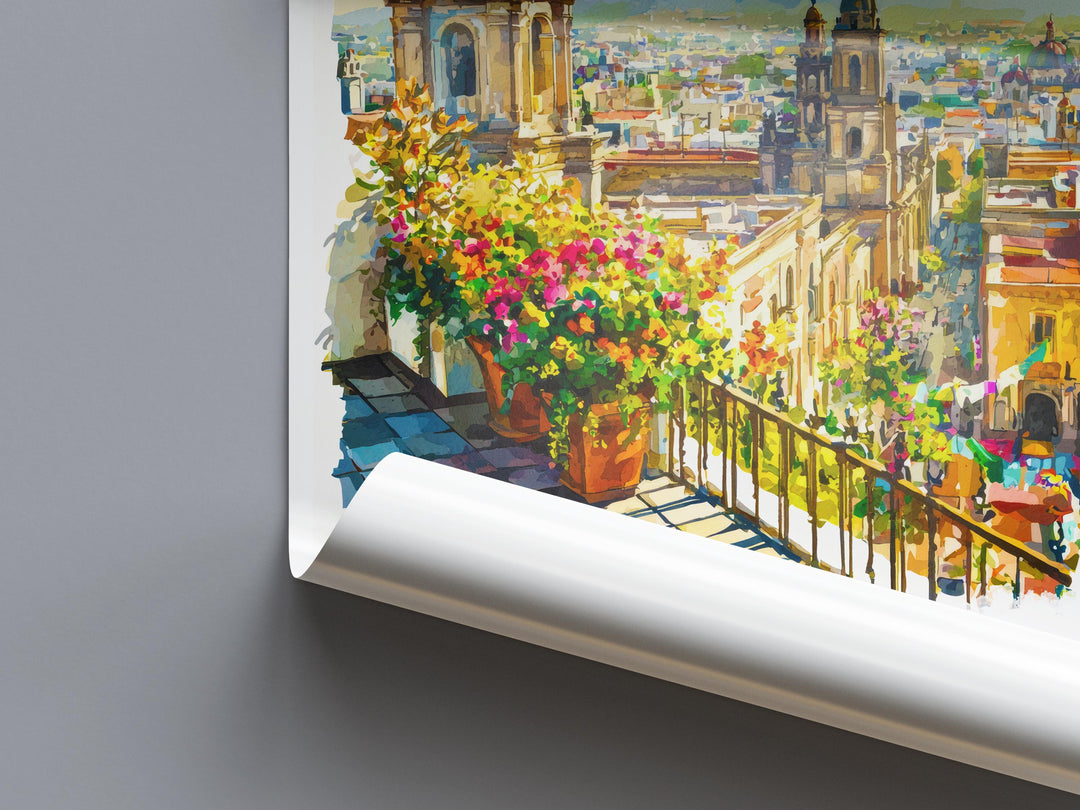 Mexico City Watercolor Poster Mexico City Travel Print City Wall Art CDMX Painting Mexico Souvenir Urban Decor