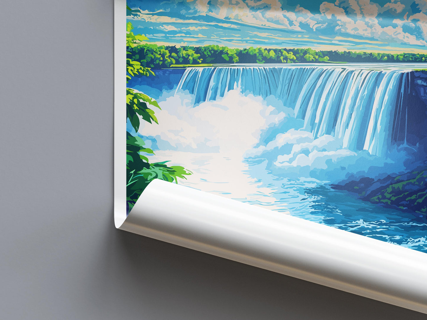 Niagara Falls Travel Poster USA Canada Wall Art Waterfall View Print Scenic Landscape Illustration Nature Decor Niagara Gift Souvenir