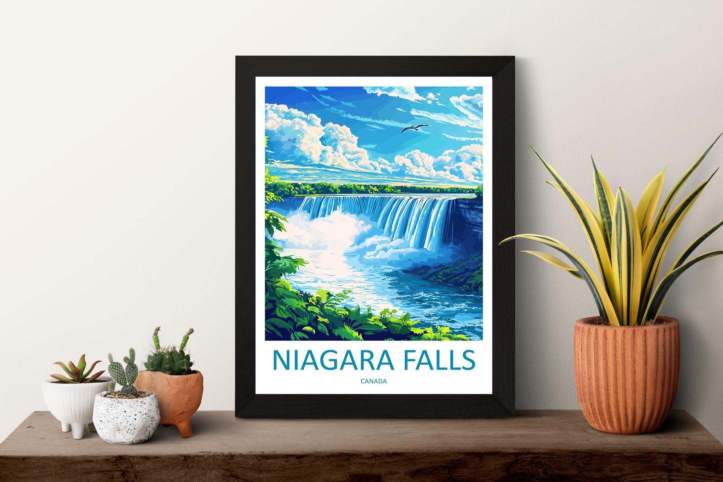 Niagara Falls Travel Poster USA Canada Wall Art Waterfall View Print Scenic Landscape Illustration Nature Decor Niagara Gift Souvenir