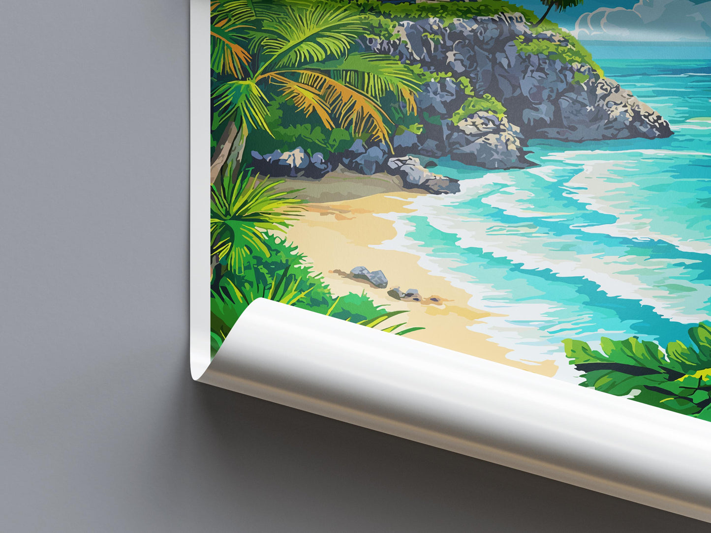 Tulum Travel Poster Mexico Wall Art Coastal Ruins Print Beach View Illustration Tropical Decor Tulum Gift Souvenir Scene