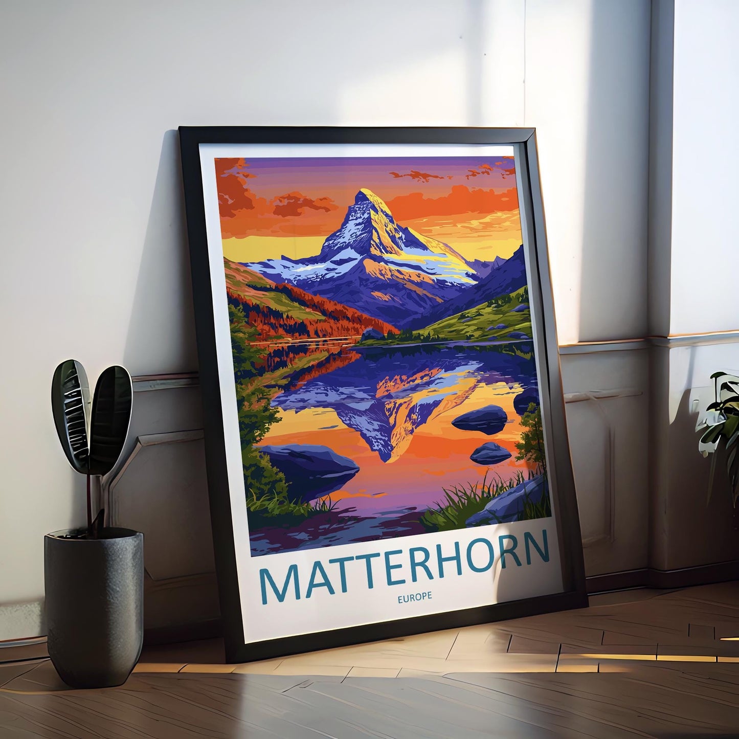 Matterhorn Travel Poster Switzerland Wall Art Mountain Peak Print Alpine View Illustration Nature Decor Matterhorn Gift Souvenir