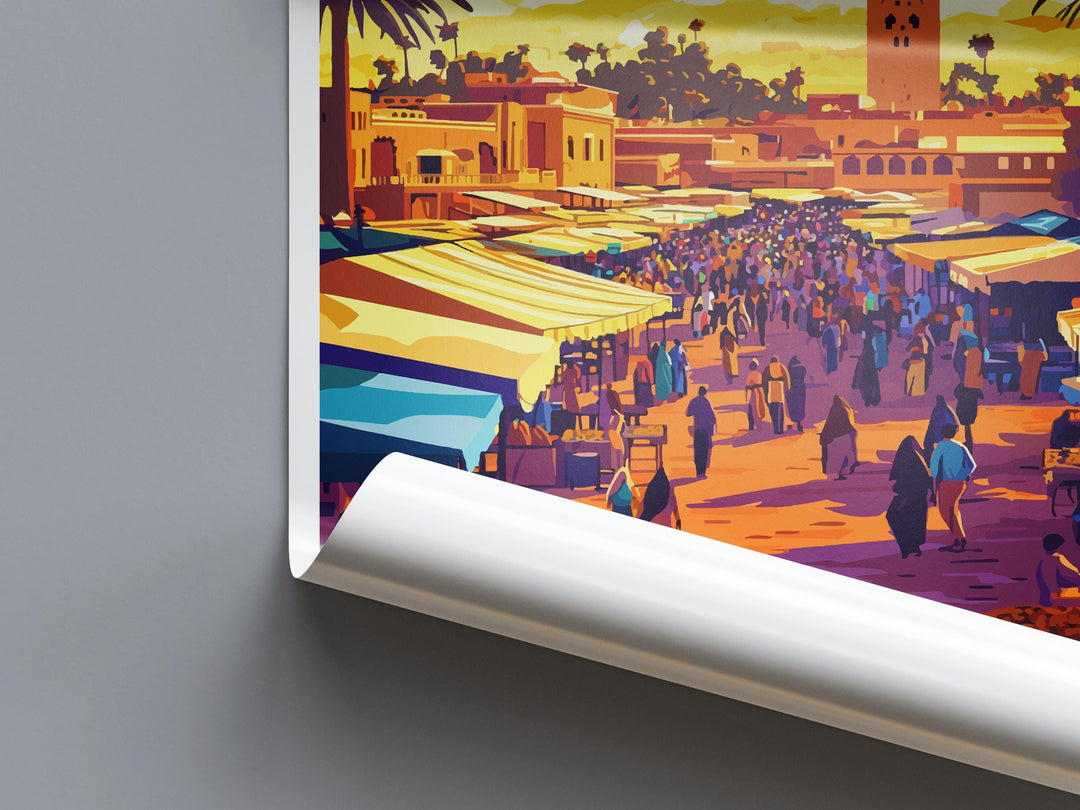 Marrakesh Travel Poster Morocco Wall Art Medina Print City View Illustration North Africa Decor Marrakesh Gift Souvenir Scene