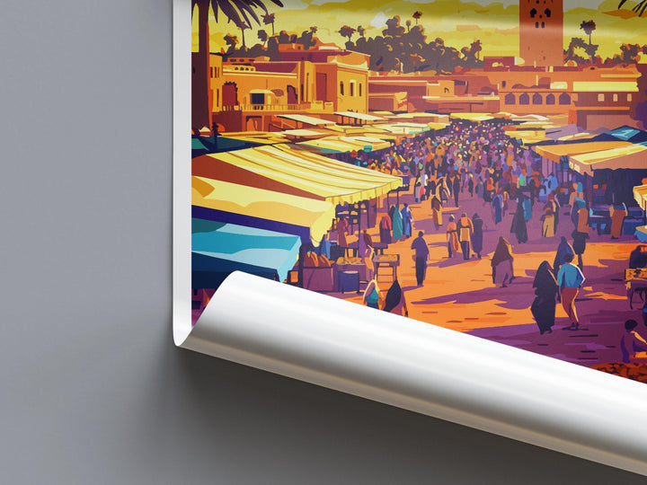 Marrakesh Travel Poster Morocco Wall Art Medina Print City View Illustration North Africa Decor Marrakesh Gift Souvenir Scene