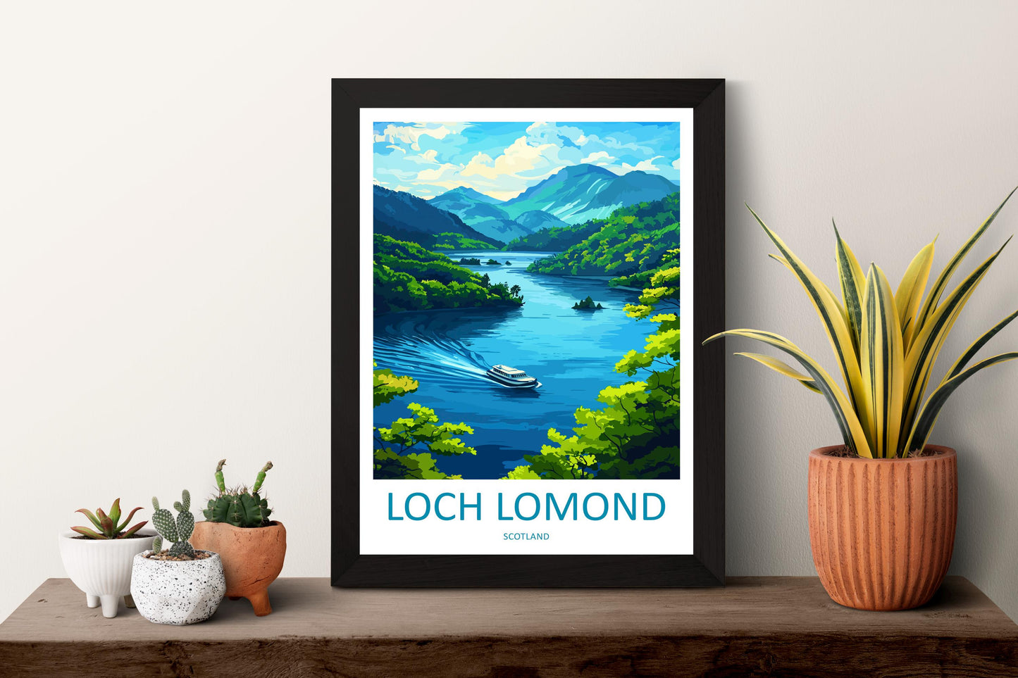 Loch Lomond Travel Poster Scotland Wall Art Lake View Print Highland Scene Illustration Nature Decor Loch Lomond Gift Souvenir