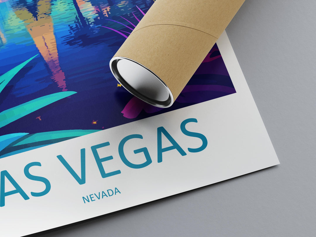 Las Vegas Travel Poster Nevada Wall Art Cityscape Print Strip View Illustration Neon Decor Las Vegas Gift Souvenir Scene