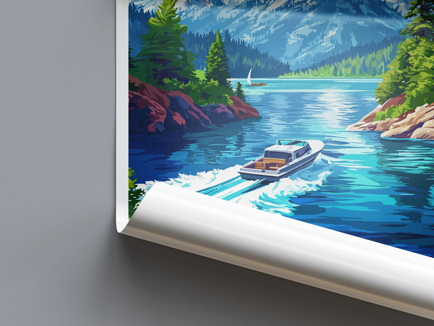 Grand Teton National Park Travel Poster Wyoming Wall Art Mountain View Print Alpine Scene Illustration Nature Decor Gift Souvenir